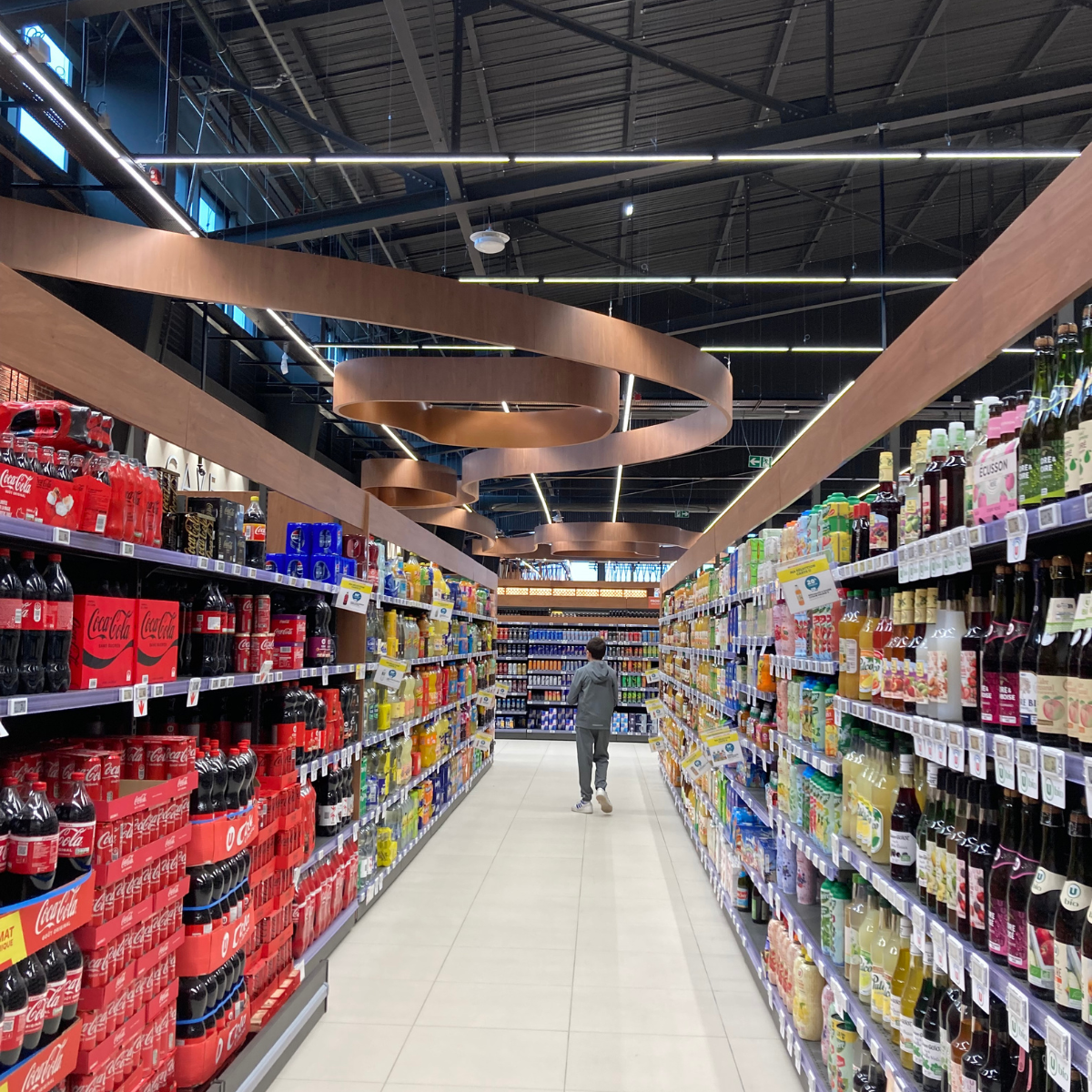 Éclairage linéaires produits grande surface alimentaire LED